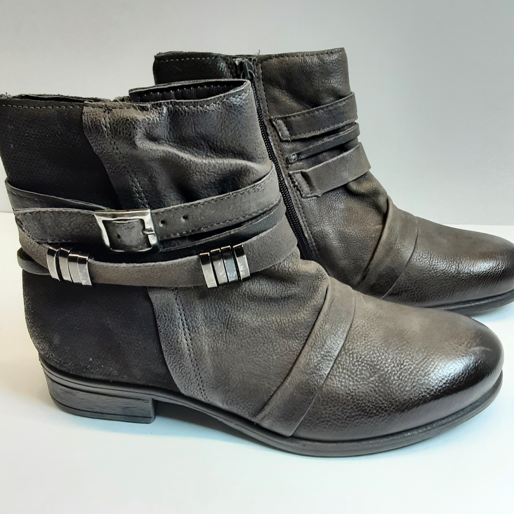Miz Mooz Scarborough Buckle Leather Ankle Boots